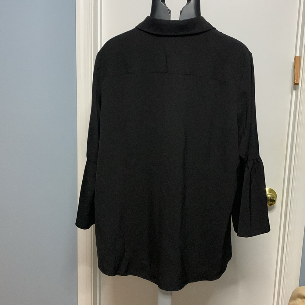 Stunning black blouse with frilly sleeves, XL - Picture 3 of 5
